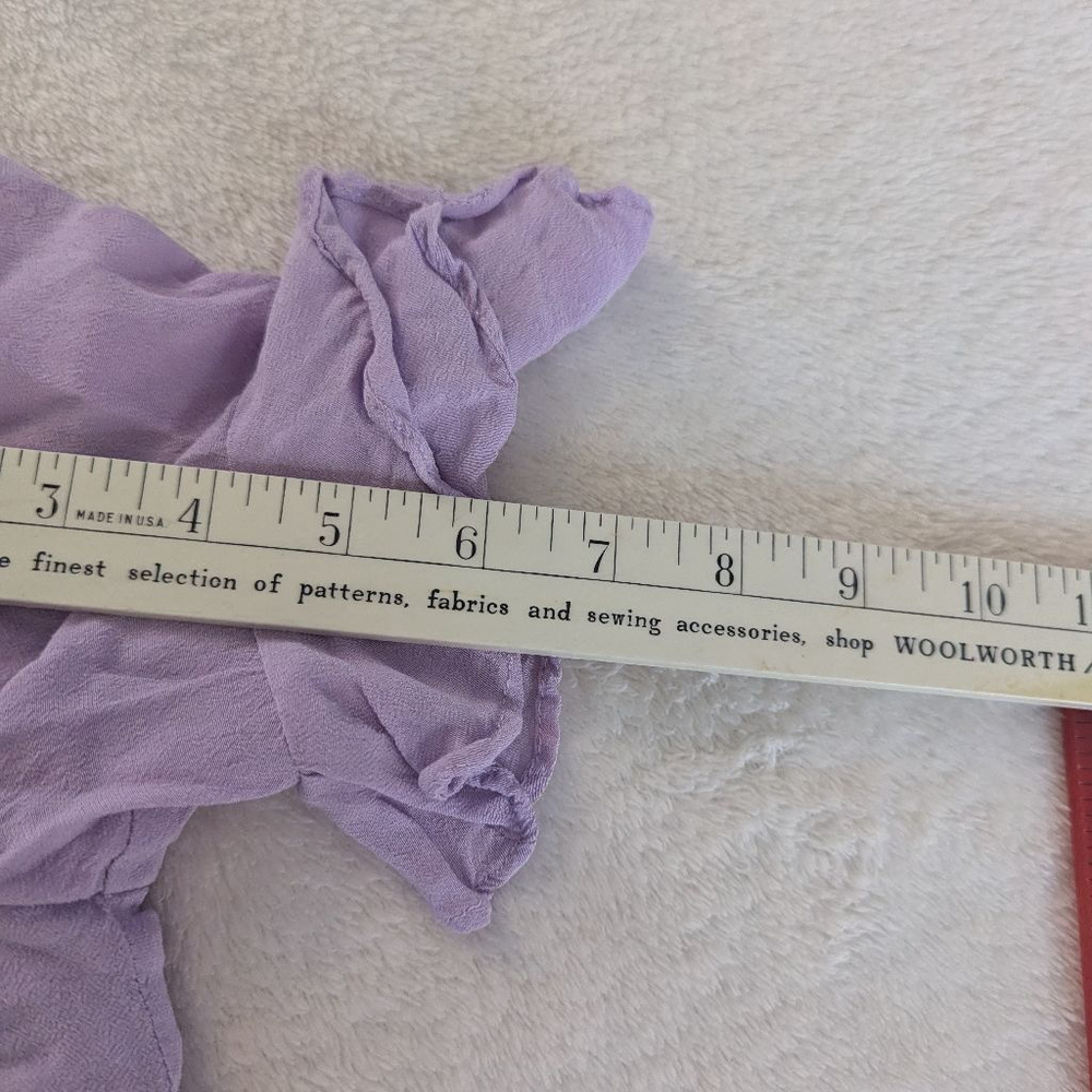 L'Academie Lucia Ruched Drawstring Purple Flutter Sleeve Top - Small - Picture 6 of 9